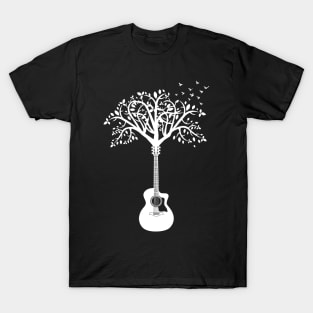 Acoustic Guitar Tree Dark Theme T-Shirt